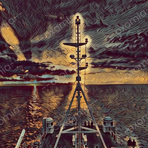 The Ship Sunset Sea