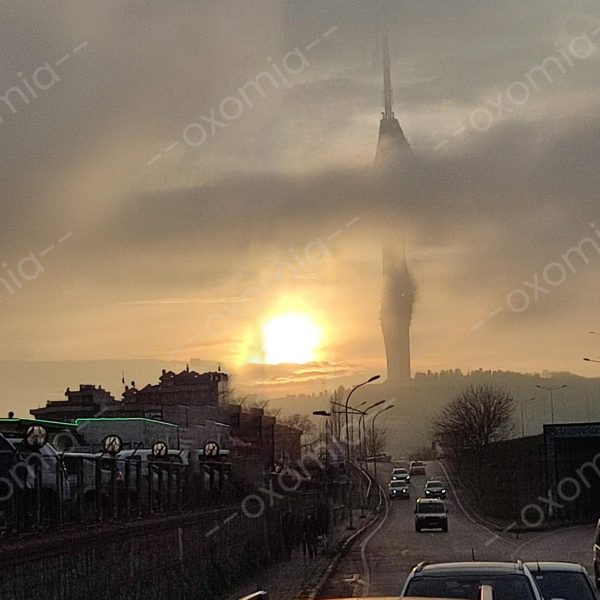 Sunset Fog Cloud Way Cars Tower